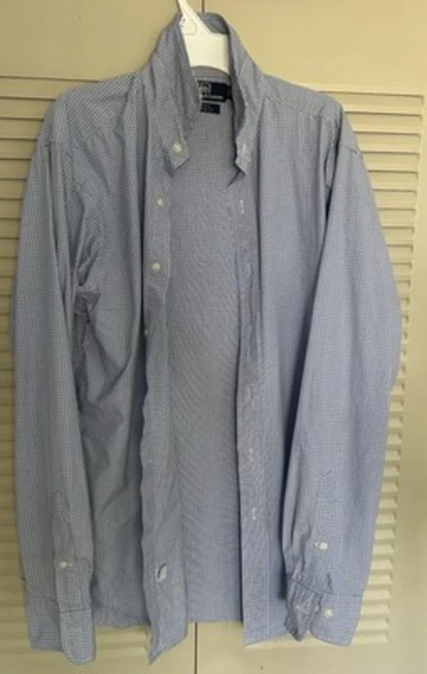 Vintage Polo Ralph Lauren Estate Classic Fit Dress Shirt Blue Check Men's M